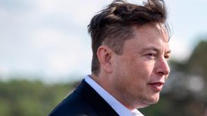 Tesla head Elon Musk arrives to have a look at the construction site of the new Tesla Gigafactory near Berlin on September 03 2020 near Gruenheide Germany 