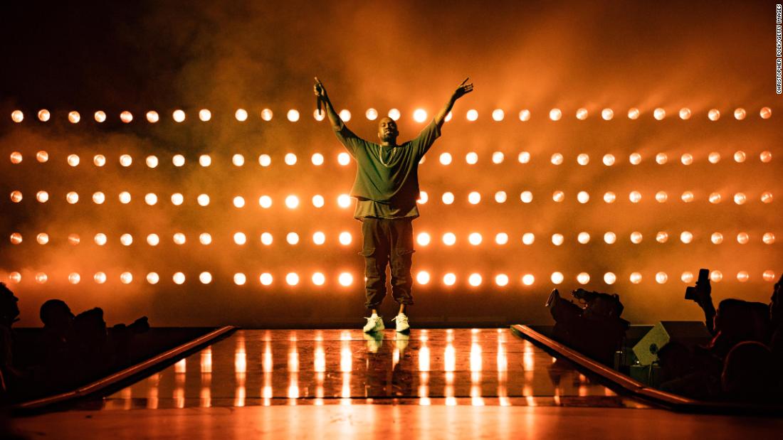 Kanye West performs onstage at the iHeartRadio Music Festival in 2015.