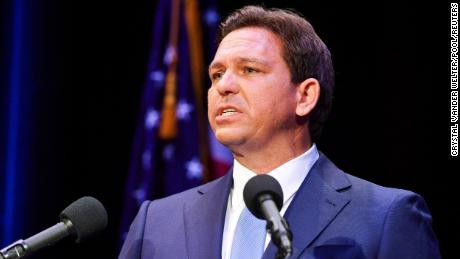 Gov. Ron DeSantis takes to the stage opposite his Democratic challenger at Monday&#39;s debate. 