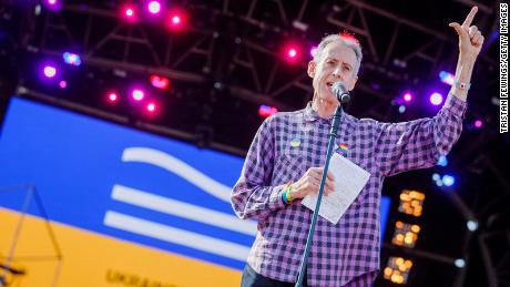 Peter Tatchell pictured making a speech at the &#39;We Are Fabuloso&#39; festival during Brighton Pride on August 6.