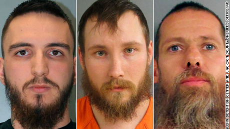 This combo of undated file images provided by Alvin S. Glenn Detention Center and Jackson County Sheriff&#39;s Office show, from left, Paul Bellar, Joseph Morrison and Pete Musico. The three men accused of supporting a plot to kidnap Michigan&#39;s governor were convicted of all charges Wednesday, Oct. 26, 2022, a triumph for state prosecutors after months of mixed results in the main case in federal court. (Alvin S. Glenn Detention Center and Jackson County Sheriff&#39;s Office via AP, File)