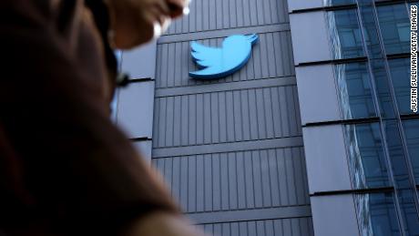The Twitter logo is displayed on the exterior of Twitter headquarters on October 26, 2022 in San Francisco, California. 
