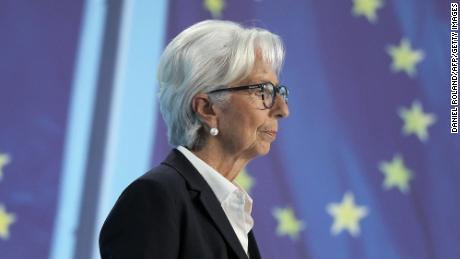 European Central Bank President Christine Lagarde holds a press conference on eurozone monetary policy following the ECB Governing Council meeting in Frankfurt am Main, western Europe Germany, October 27, 2022. 