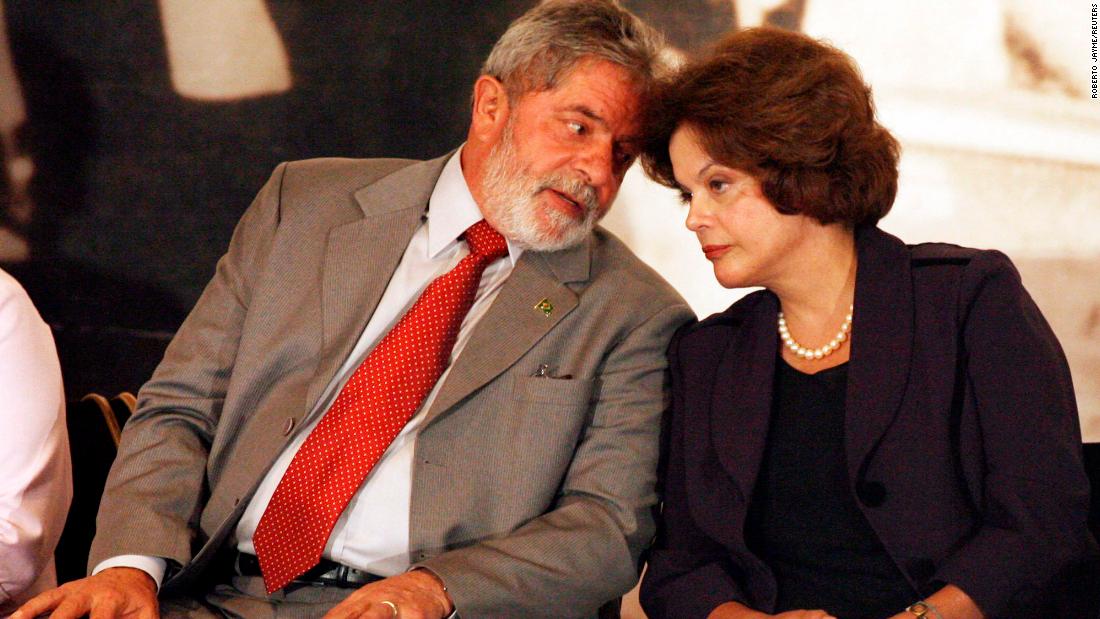 Lula and then-Chief of Staff Dilma Rousseff talk during a ceremony celebrating International Womens&#39; Day in Brasília in 2009. Rousseff would go on to become Brazil&#39;s next president after being handpicked from the Worker&#39;s Party as Lula&#39;s successor.