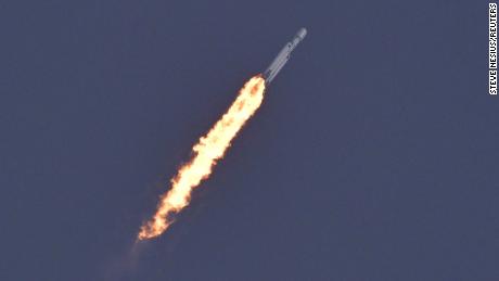 A SpaceX Falcon Heavy rocket launches on its mission with a classified payload for the U.S. Space Force at Cape Canaveral, Florida, U.S., November 1, 2022. REUTERS/Steve Nesius