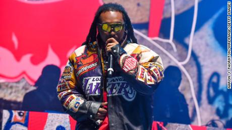 ATLANTA, GEORGIA - OCTOBER 08: Takeoff of Migos performs onstage during the 2022 ONE MusicFest at Central Park on October 08, 2022 in Atlanta, Georgia. (Photo by Aaron J. Thornton/WireImage)