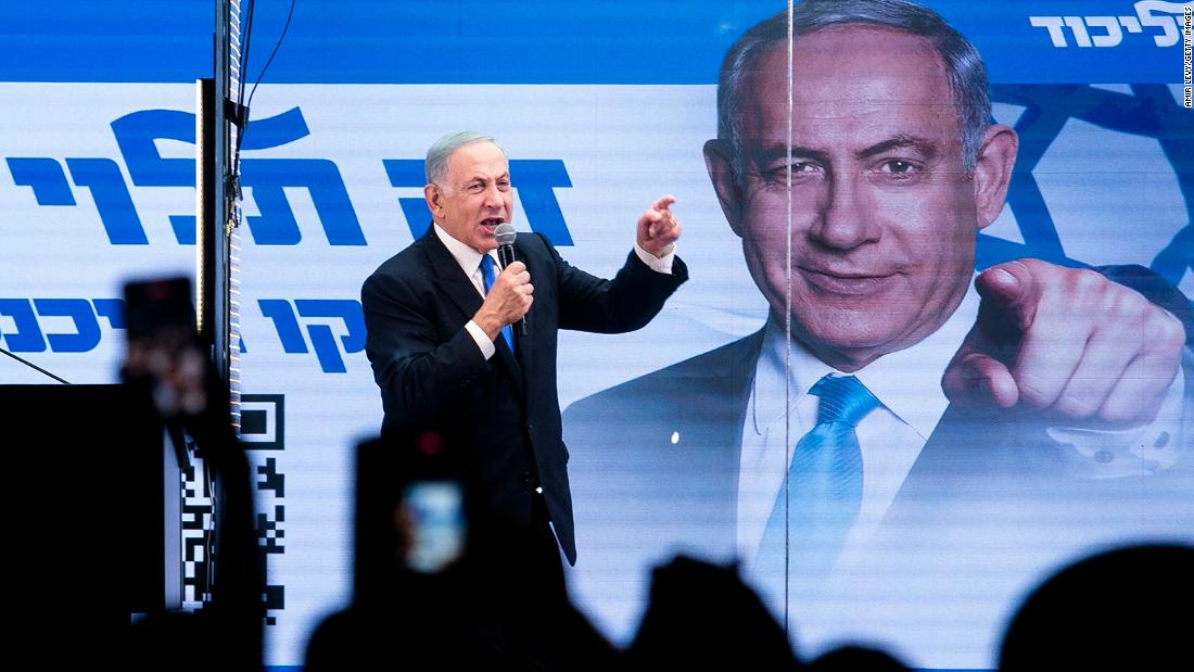 Netanyahu speaks to supporters during a campaign rally in Bnei Brak, Israel, in October 2022.