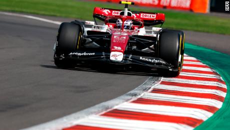 Zhou Guanyu in his Alfa Romeo takes part in Formula One&#39;s Mexican Grand Prix in October.