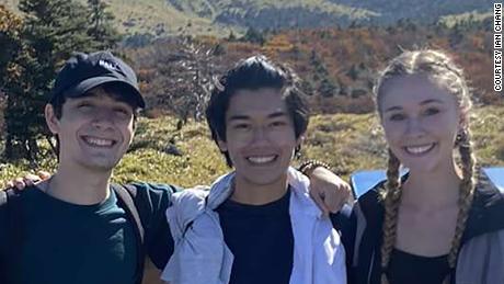 Steven Blesi and his friends on a hiking trip to Jeju.