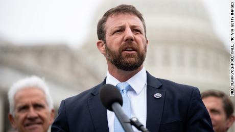 Oklahoma Rep. Markwayne Mullin speaks at a new conference outside the US Capitol in Washington, DC, on May 12, 2022.
