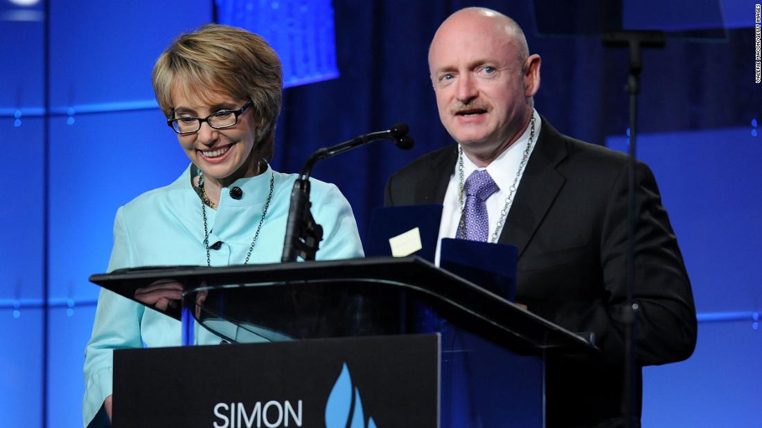 Giffords and Kelly speak at the Simon Wiesenthal Center&#39;s annual tribute dinner, where they received Medals of Valor in May 2012.