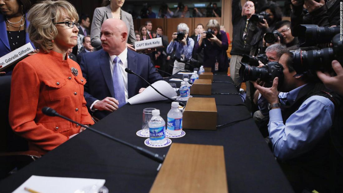 Giffords and Kelly arrive for a Senate Judiciary Committee hearing about gun control in January 2013. The former congresswoman delivered an opening statement to the committee, which was meeting for the first time since the mass shooting at Sandy Hook Elementary School in Newtown, Connecticut.