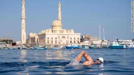 Pugh&#39;s swim went from Saudi Arabia&#39;s Tiran Island to Hurghada in Egypt.