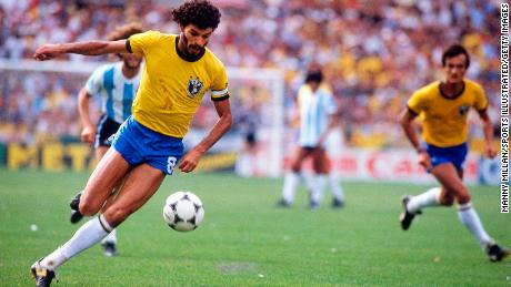 Socrates in action vs. Argentina during 1982 World Cup.