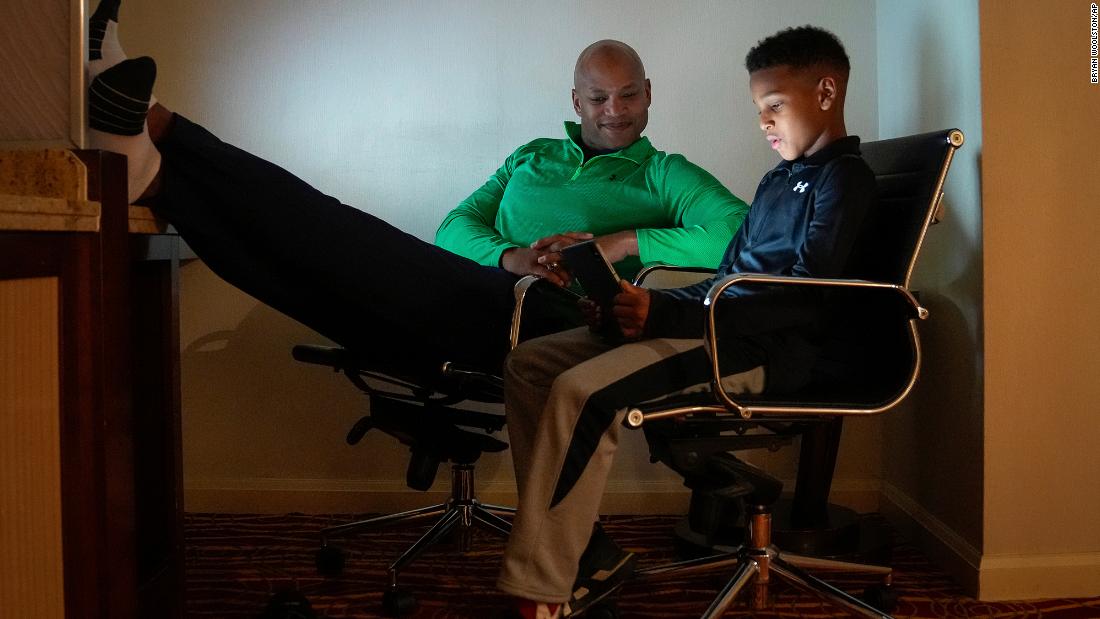 Wes Moore, the Democratic Party&#39;s gubernatorial candidate in Maryland, rehearses a speech with his son, Jamie, as they wait for Election Day results in Baltimore. &lt;a href=&quot;https://www.cnn.com/politics/live-news/midterm-election-results-livestream-voting-11-08-2022/h_24257f4db41cc0202ad7f0c220552c07&quot; target=&quot;_blank&quot;&gt;CNN projected that Moore would be the winner&lt;/a&gt; in his race against Dan Cox. That makes Moore the first Black governor in Maryland&#39;s history. It also makes him just the third Black American to be elected governor in US history, after Virginia&#39;s Douglas Wilder, who was elected to a term in 1989, and Massachusetts&#39; Deval Patrick, who was first elected in 2006 and served two terms.