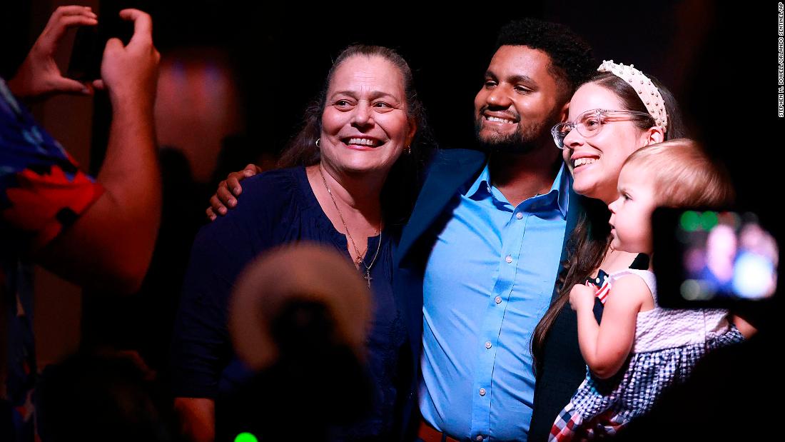 Maxwell Frost poses with supporters during a victory party in Orlando. Frost, a 25-year-old Democrat, &lt;a href=&quot;https://www.cnn.com/politics/live-news/midterm-election-results-livestream-voting-11-08-2022/h_afe8fca2ddf486d8725e40e89bcbcfd5&quot; target=&quot;_blank&quot;&gt;was projected to win the open House seat in Florida&#39;s 10th Congressional District.&lt;/a&gt; That would make him the first member of Generation Z elected to Congress. Members of Gen Z — those born after 1996 — are now old enough to be elected to the House.