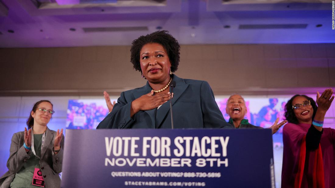 Democrat Stacey Abrams, who was running for governor in Georgia, gives a speech during her election night party in Atlanta. &lt;a href=&quot;https://www.cnn.com/politics/live-news/midterm-election-results-livestream-voting-11-08-2022/h_bc3f7ca932677a3988a594868069e9dd&quot; target=&quot;_blank&quot;&gt;CNN projected&lt;/a&gt; that Abrams would lose her race to incumbent Brian Kemp.