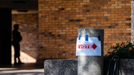A &quot;Vote&quot; sign outside a polling location in Phoenix on Tuesday, November 8, 2022.