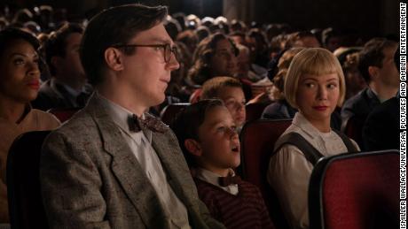 Paul Dano, Mateo Zoryan Francis-DeFord and Michelle Williams in The Fabelmans, co-written, produced and directed by Steven Spielberg.