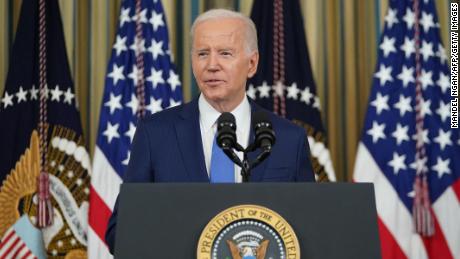 President Joe Biden speaks during a press conference from the State Dining Room of the White House in Washington, DC, on November 9, 2022. 