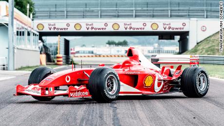 A Michael Schumacher Ferrari from the 2003 F1 season has sold for $15 million at auction. 