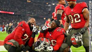 Tampa Bay Buccaneers linebacker Lavonte David (54) in action during an NFL  football game against the Seattle Seahawks at Allianz Arena in Munich,  Germany, Sunday, Nov. 13, 2022. The Tampa Bay Buccaneers