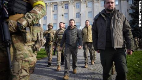 Zelensky visits Kherson after accusing Russia of committing hundreds of war crimes