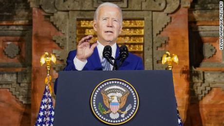 US President Joe Biden holds a news conference following his meeting with Chinese president Xi Jinping, ahead of the G20 leaders&#39; summit, in Bali, Indonesia, November 14, 2022.  