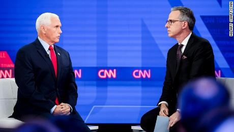 Former Vice President Mike Pence participates in a town hall with CNN&#39;s Jake Tapper in New York on Wednesday, November 16, 2022.