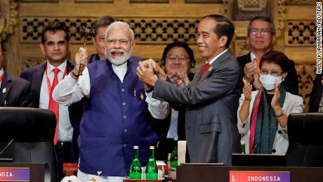 Indian Prime Minister Narendra Modi and Indonesia&#39;s President Joko Widodo at last year&#39;s G20 Leaders Summit in Indonesia. 