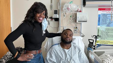 University of Virginia shooting victim Mike Hollins and his mother, Brenda Hollins, in the hospital.