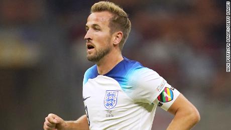 England&#39;s Harry Kane wearing the &#39;OneLove&#39; armband during a match in September. 