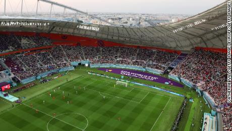 The Khalifa International Stadium in Doha is seen during the World Cup group stage match between Iran and England. 