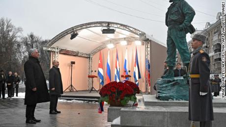Cuban President Miguel Diaz-Canel and Russian President Vladimir Putin inaugurated a monument to the late Cuban leader Fidel Castro in Moscow, November 22, 2022.