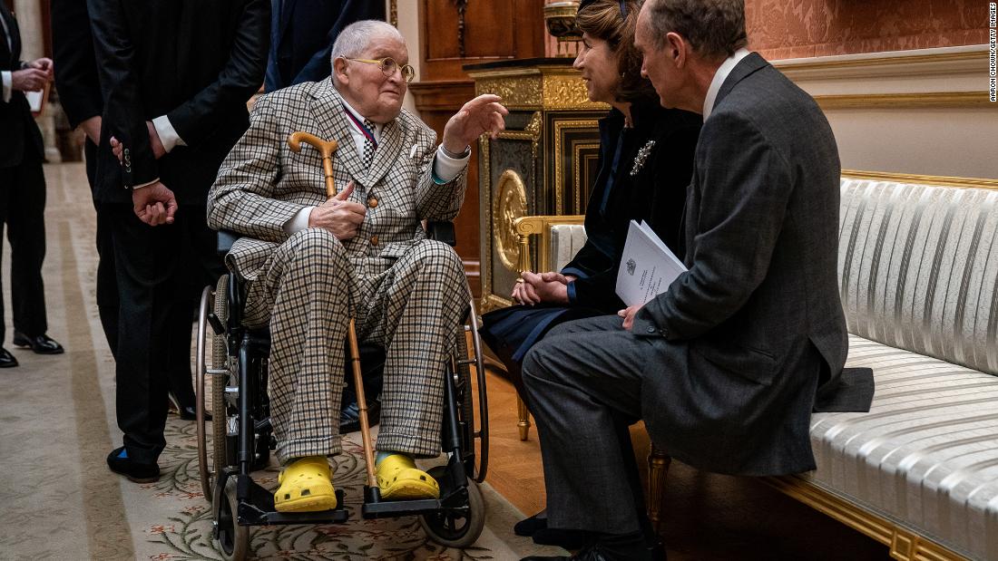 David Hockney wears crocs to Order of Merit luncheon with King Charles III