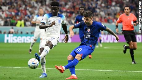 Christian Pulisic came close for the US against England when he hit the crossbar. 