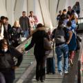 Travelers at Terminal 5 at John F. Kennedy International Airport (JFK) ahead of the Thanksgiving holiday in New York, US, on Wednesday, Nov. 23, 2022. Planes and airports are expected to be bustling this Thanksgiving, traditionally one of the most traveled holidays of the year.