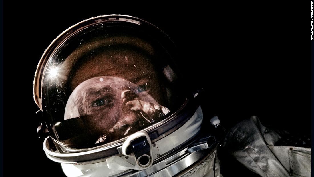 Long fascinated by space, British author and imaging specialist Andy Saunders dedicated over 10,000 hours to restoring flight film from the Apollo missions. The result is &quot;Apollo Remastered,&quot; a stunning book that sheds new light on humanity&#39;s very first ventures to the moon. Pictured, Buzz Aldrin during Gemini 12&#39;s crewed spaceflight in November 1966.