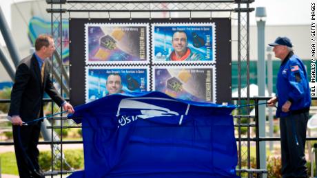 Shepard is commemorated as one of two USPS stamps released in 2011 to celebrate Project Mercury and the MESSENGER Mission respectively.