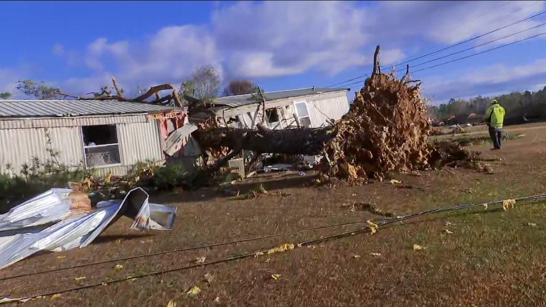 Home in Mississippi nearly split in half by tree from storm