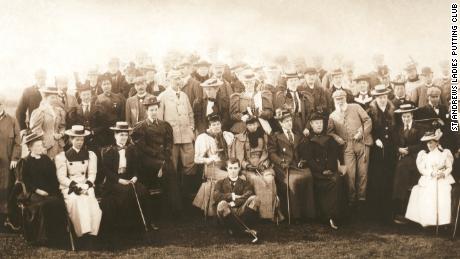 Members of the St. Andrews Ladies Golf Club gather for a picture, taken in the late 19th century.