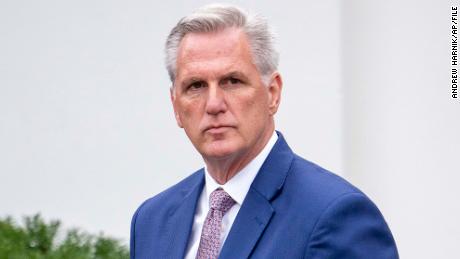 CORRECTS YEAR TO 2022  - House Minority Leader Kevin McCarthy of Calif., arrives to speak to members of the media outside the West Wing following a meeting between President Joe Biden and congressional leaders to discuss legislative priorities for the rest of the year, Tuesday, Nov. 29, 2022, at the White House in Washington. (AP Photo/Andrew Harnik)