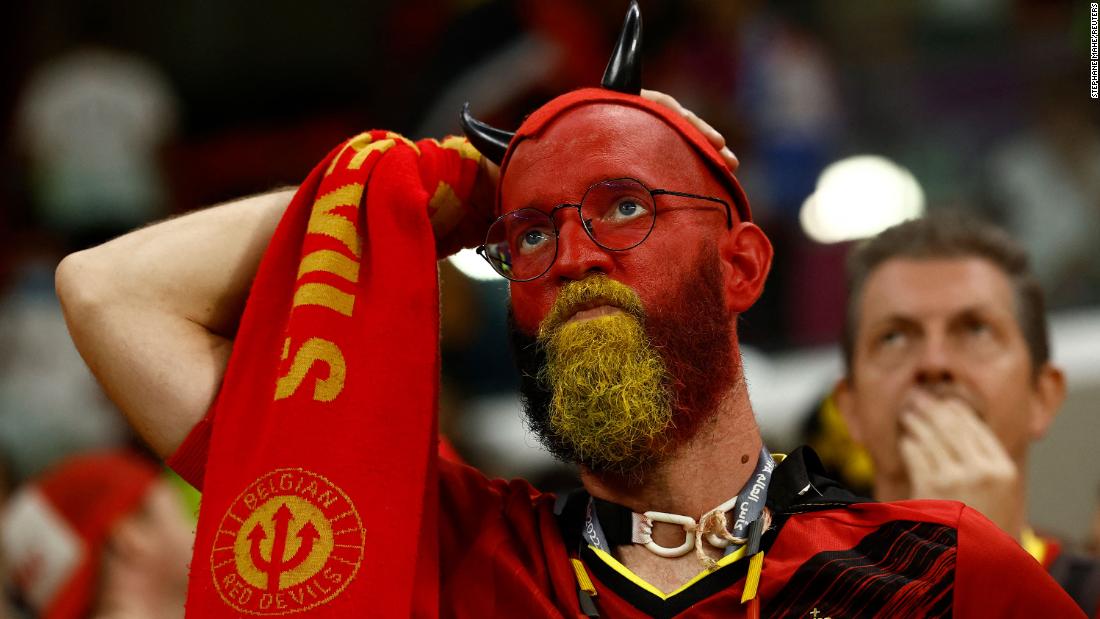 A Belgium supporter looks dejected after the match against Croatia.