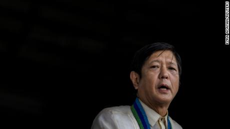 Philippine President Ferdinand &quot;Bongbong&quot; Marcos Jr. speaks during a change of command ceremony at Camp Aguinaldo, Quezon City, on August 8, 2022. 