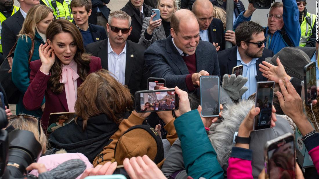 William and Kate greet a crowd in Chelsea, Massachusetts, on Thursday.