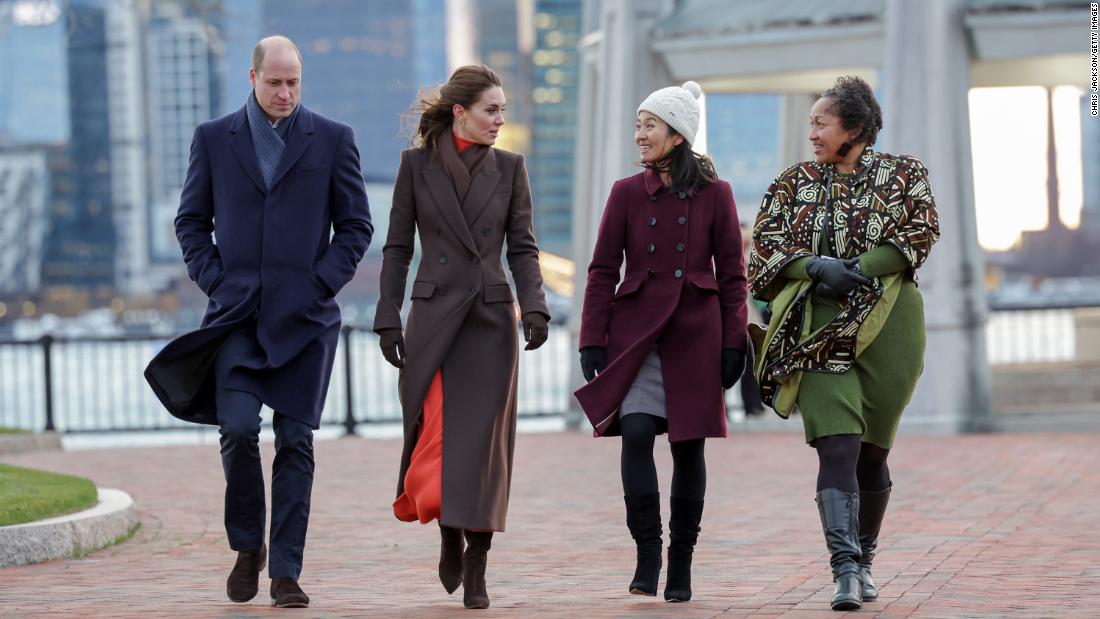 William and Kate speak with Boston Mayor Michelle Wu, third from left, and the Rev. Mariama White-Hammond as they visit east Boston to see the changing face of the city&#39;s shoreline on Thursday, December 1.