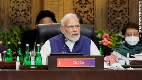 India&#39;s Prime Minister Narendra Modi attends a session during the G20 Leaders&#39; Summit in Bali, Indonesia, on November 16, 2022. 
