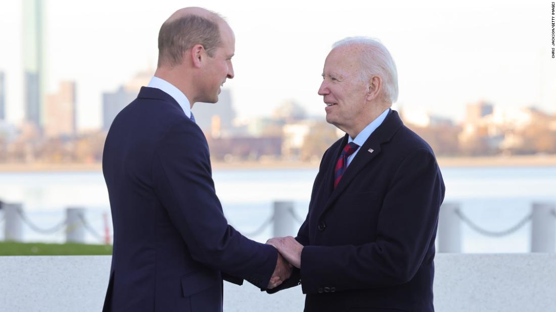 Britain&#39;s Prince William shakes hands with US President Joe Biden in Boston on Friday. The two men &lt;a href=&quot;https://www.cnn.com/2022/12/02/politics/biden-prince-william-boston/index.html&quot; target=&quot;_blank&quot;&gt;shared &quot;warm memories&quot; of William&#39;s grandmother&lt;/a&gt;, the late Queen Elizabeth II, according to Kensington Palace.