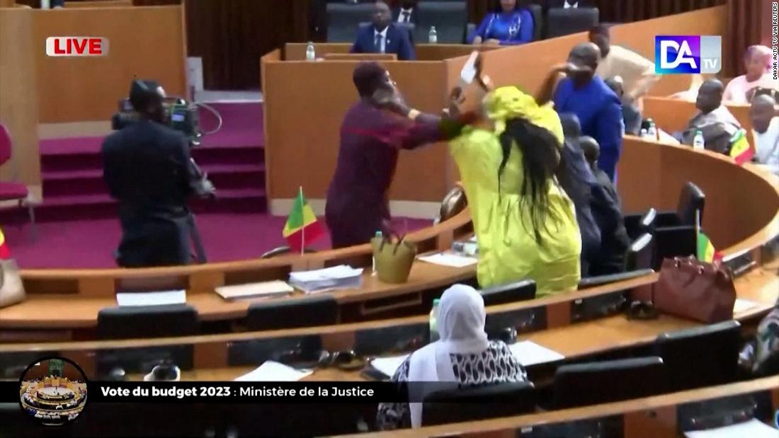 Lawmakers brawl, throw chairs after male MP slaps female politician – CNN Video
