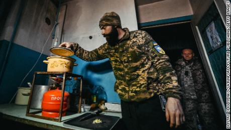 A chef in Dnipro cooks for the Ukrainian military in the Zaporizhzia region on November 24, 2022.